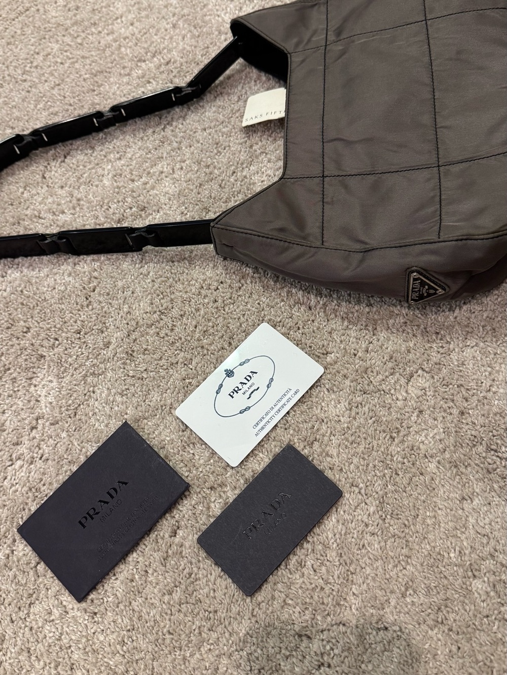 VINTAGE PRADA Quilted Tessuto Hobo Bag - Mint Condition with Papers and Tags - Picture 2 of 15